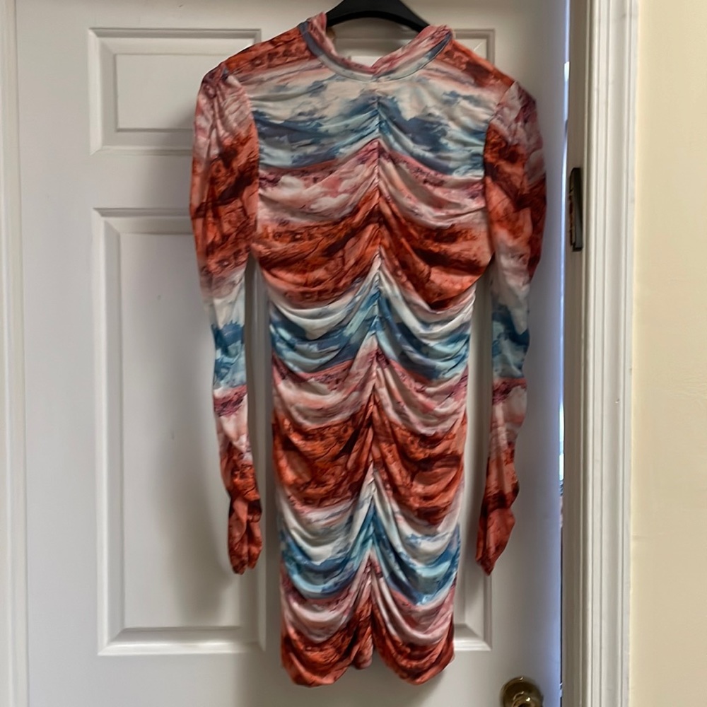 Wild Fable Multi colored Ruched Mini Dress Size L